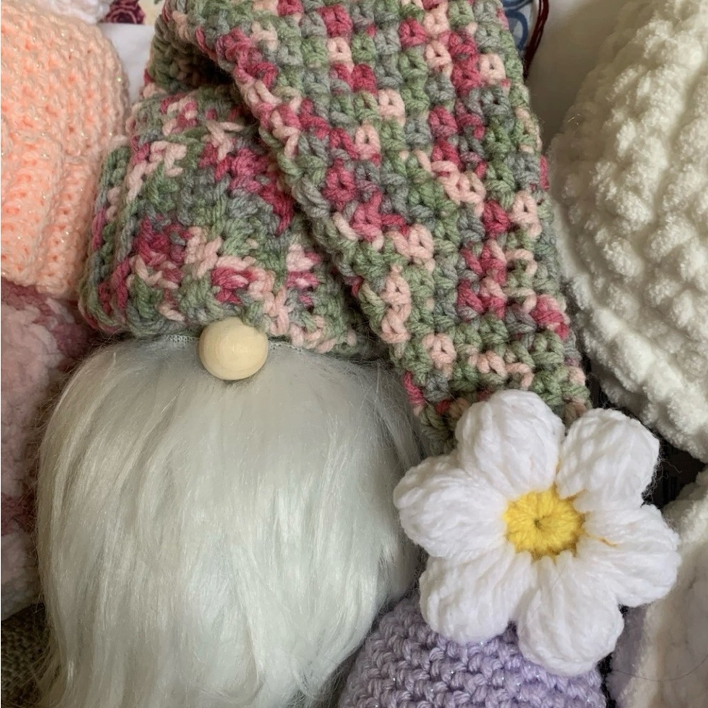 Easter /Spring Crochet Gnome Decor Accent With Daisy Flower Handmade by Me